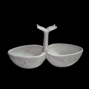 Pier 1 Imports Zoology Goldfish Condiment Server Porcelain White Whimsical